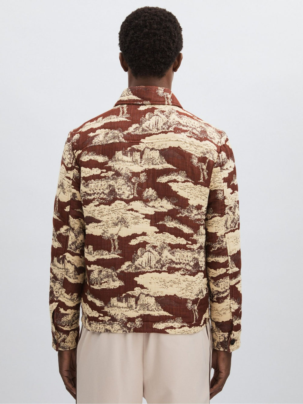 Men Les Deux Woven Ruins Overshirt in Red/Cream