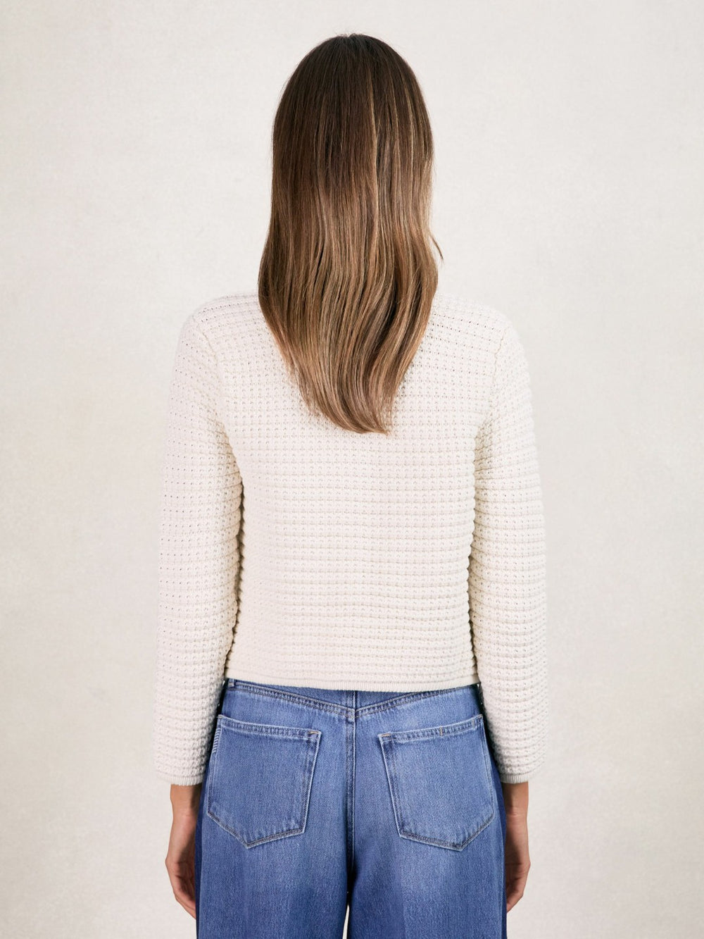 Women Paige Textured-Knit Cardigan in Ivory