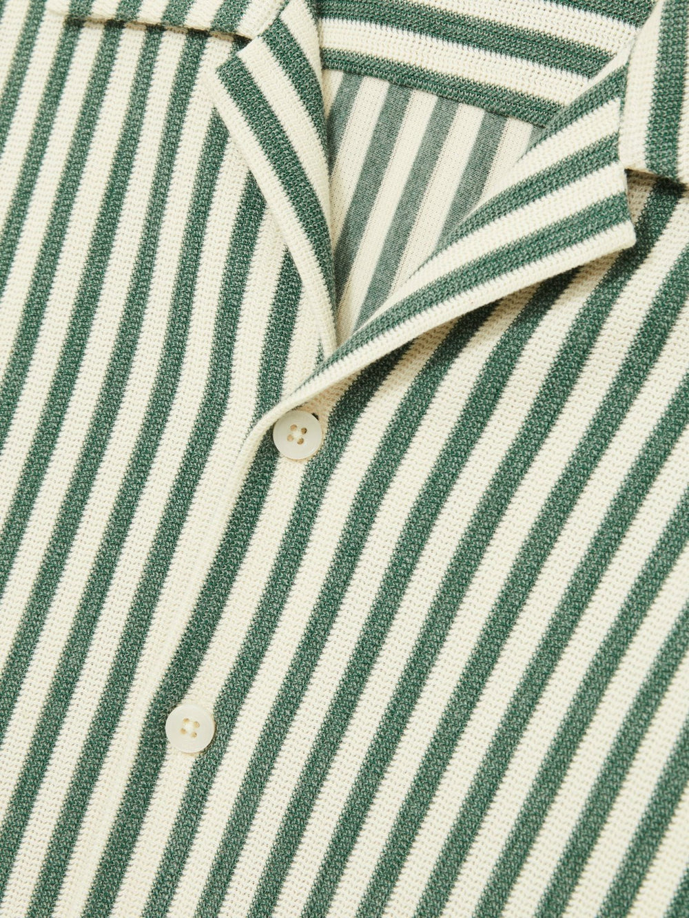 Men Textured Stripe Cuban-Collar Shirt in Green/White
