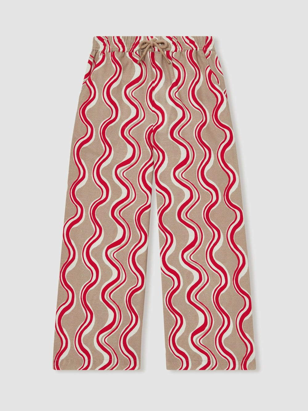 Children & Baby Cotton Linen Printed Trousers in Red