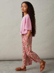 Children & Baby Cotton Linen Printed Trousers in Red