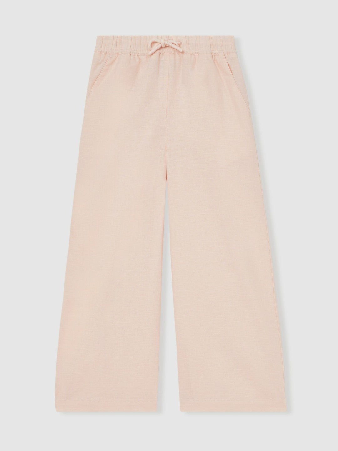 Children & Baby Cotton-Linen Drawstring Trousers in Pink