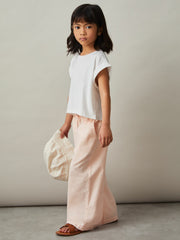 Children & Baby Cotton-Linen Drawstring Trousers in Pink