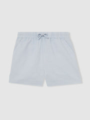 Children & Baby 9-13 yrs Cotton-Linen Drawstring Shorts in Soft Blue