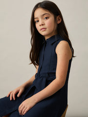 Children & Baby 4-9 yrs Tie-Waist Collared Dress in Blue