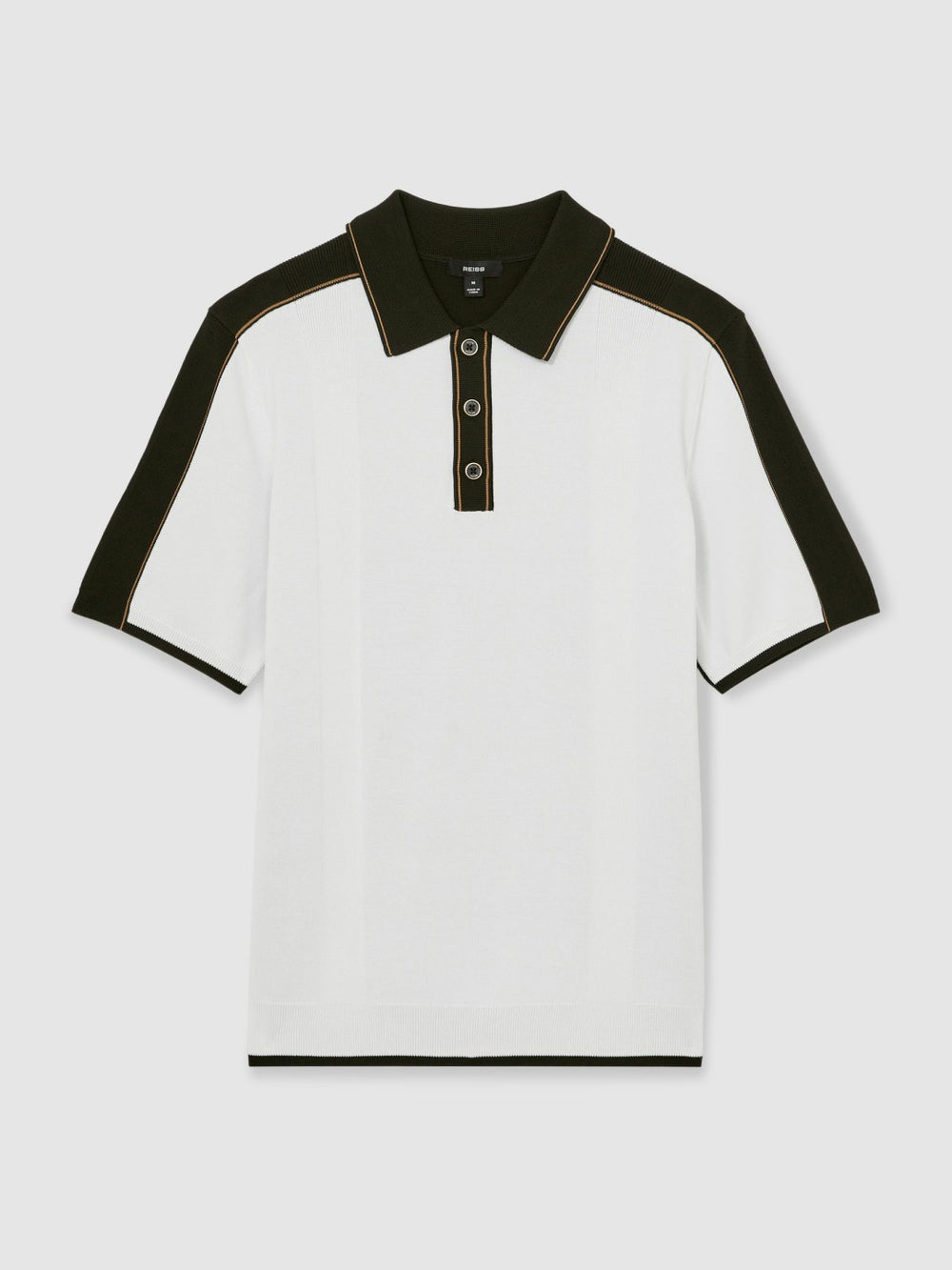 Men Colour-Block Knit Polo Shirt in Optic White/Green