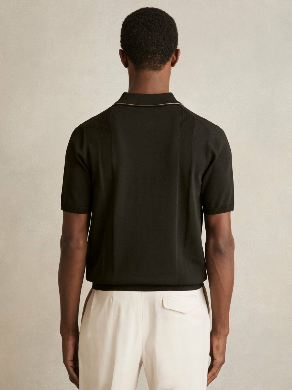 Men Colour-Block Knit Polo Shirt in Optic White/Green