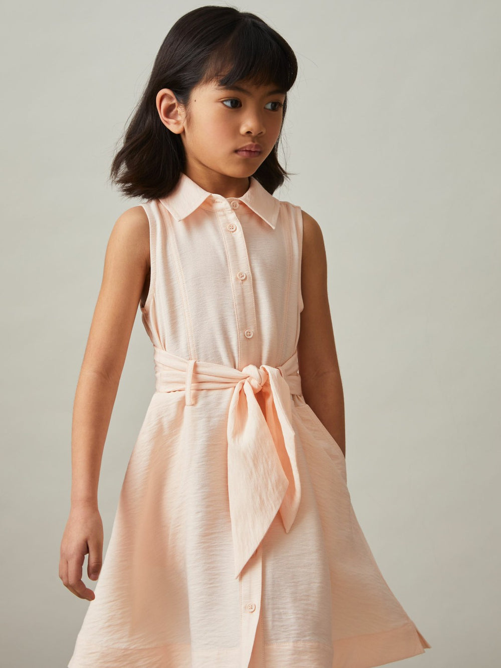 Children & Baby 13-14 yrs Tie-Waist Collared Dress in Pink