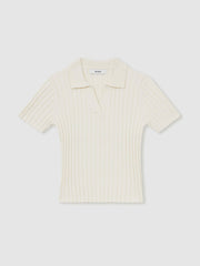 Children & Baby 9-13 yrs Rib-Knit Polo Top in Ivory