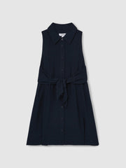 Children & Baby 13-14 yrs Tie-Waist Collared Dress in Blue