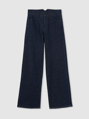 Women Paige Petite Wide-Leg Jeans in Dark Edinburgh Blue