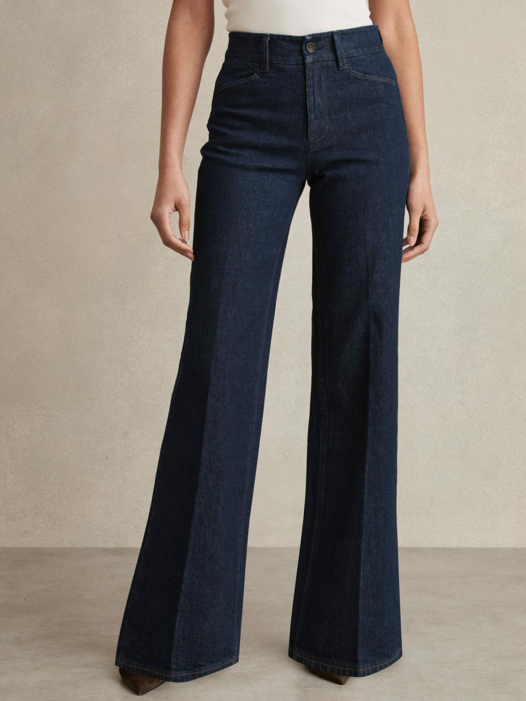Women Paige Petite Wide-Leg Jeans in Dark Edinburgh Blue