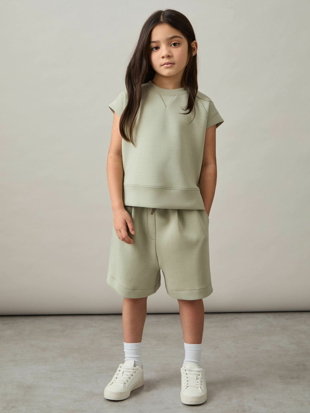 Children & Baby 4-9 yrs Modal-Blend Sweatshirt And Shorts Set in Sage