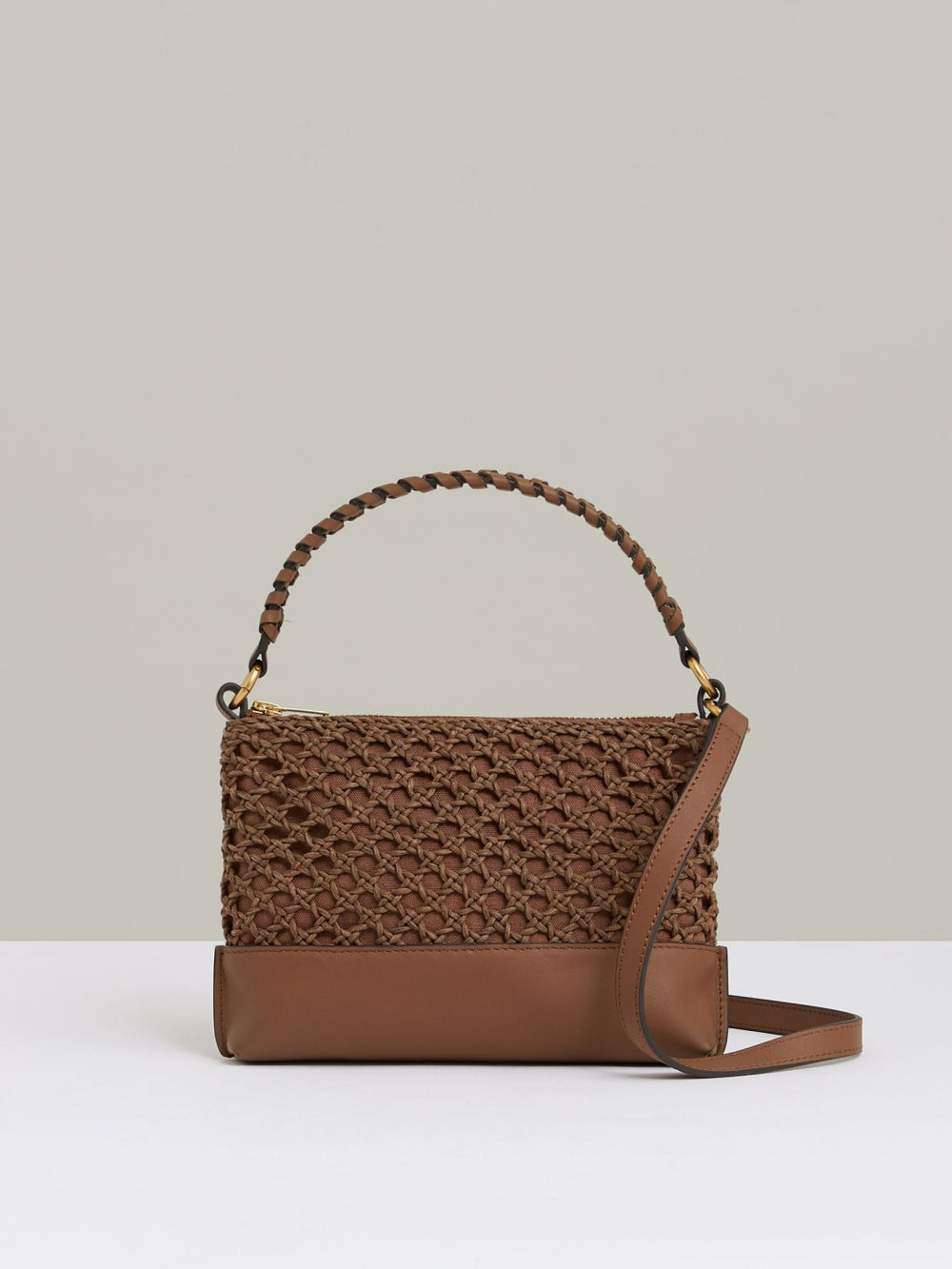 Women Weave Cross-Body Bag in Tan