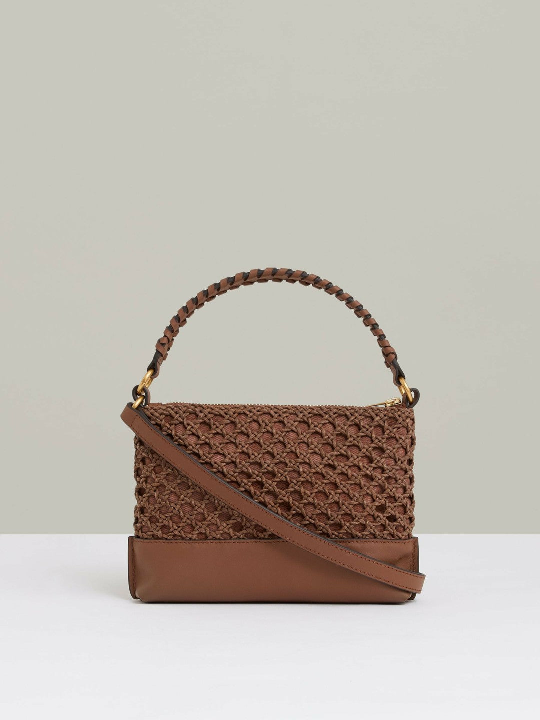 Women Weave Cross-Body Bag in Tan