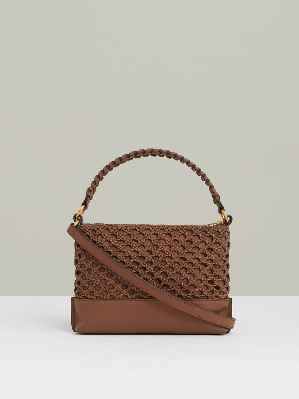 Women Weave Cross-Body Bag in Tan