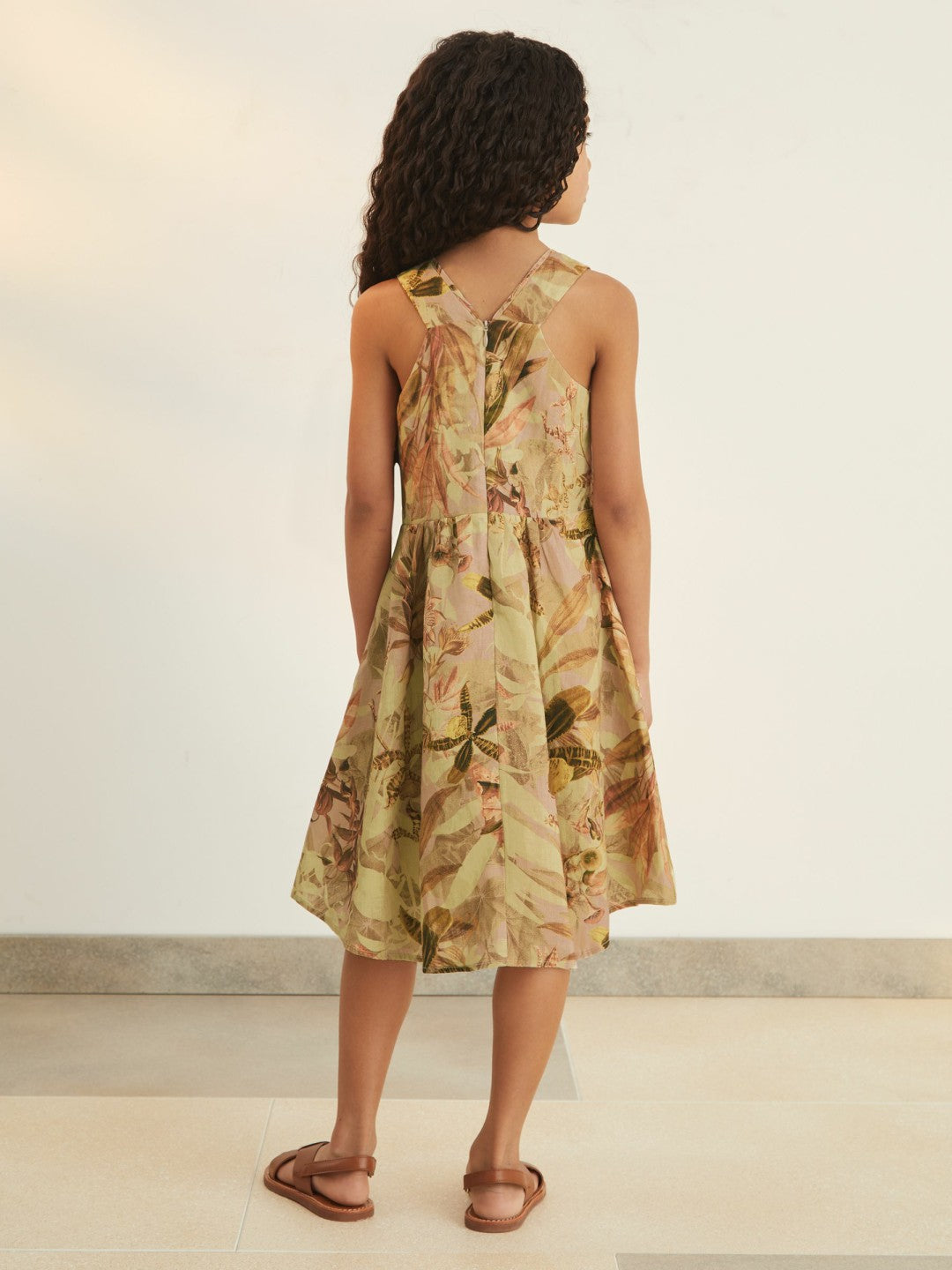 Children & Baby 9-13 yrs  | NYBG Floral-Print Midi Dress in Khaki