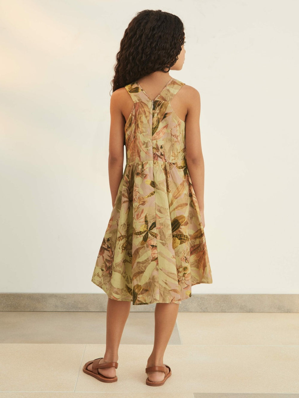 Children & Baby 13-14 yrs  | NYBG Floral-Print Midi Dress in Khaki