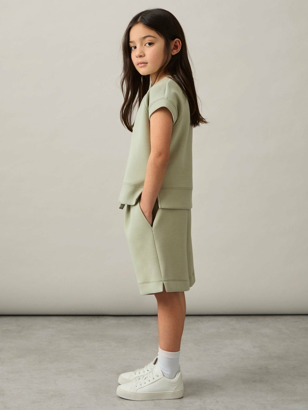 Children & Baby 9-13 yrs Modal-Blend Sweatshirt And Shorts Set in Sage