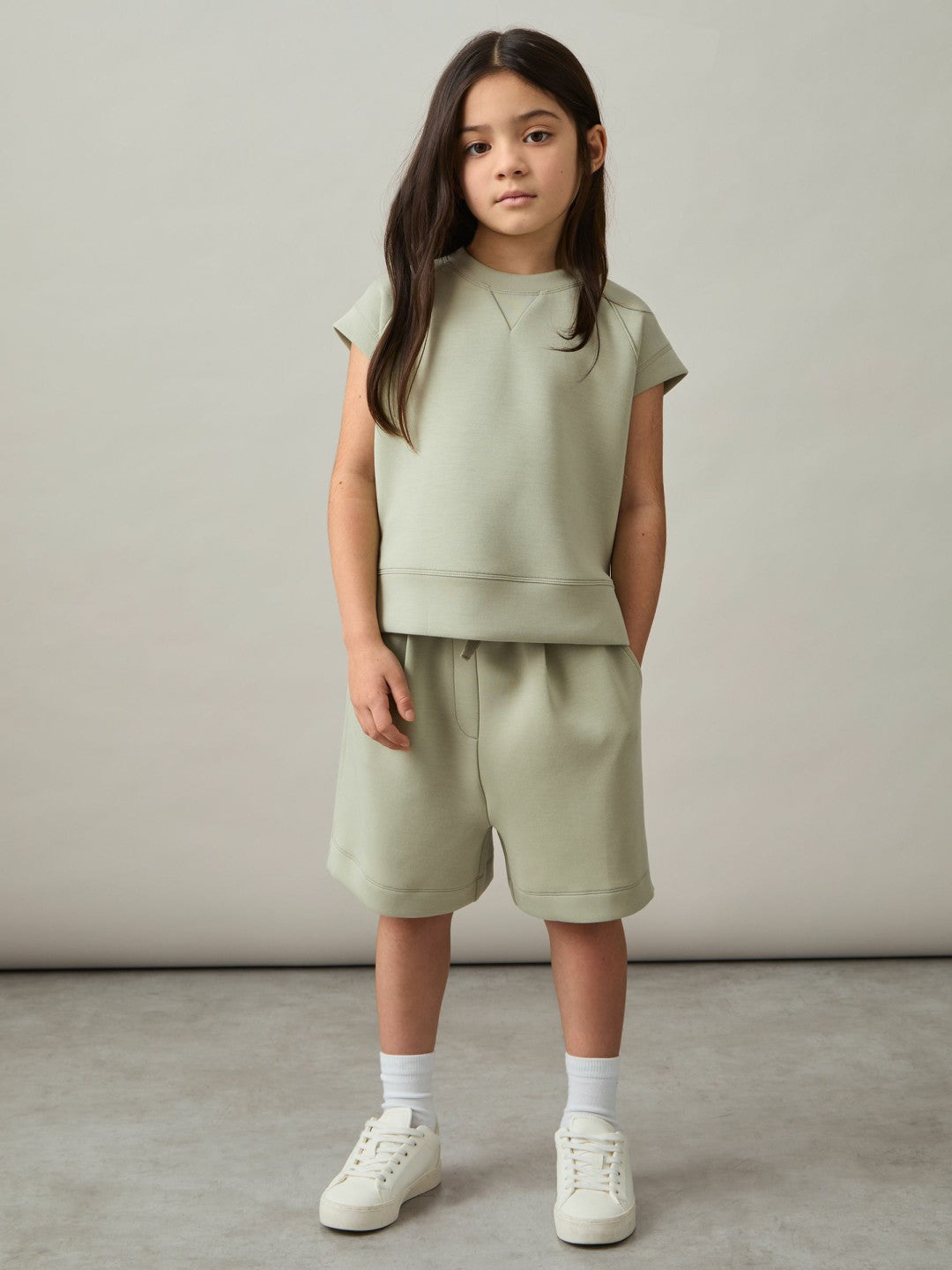 Children & Baby 9-13 yrs Modal-Blend Sweatshirt And Shorts Set in Sage