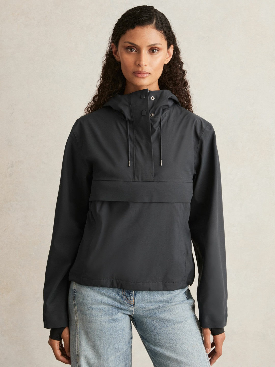 Women Rains Hardshell Short Jacket in Navy