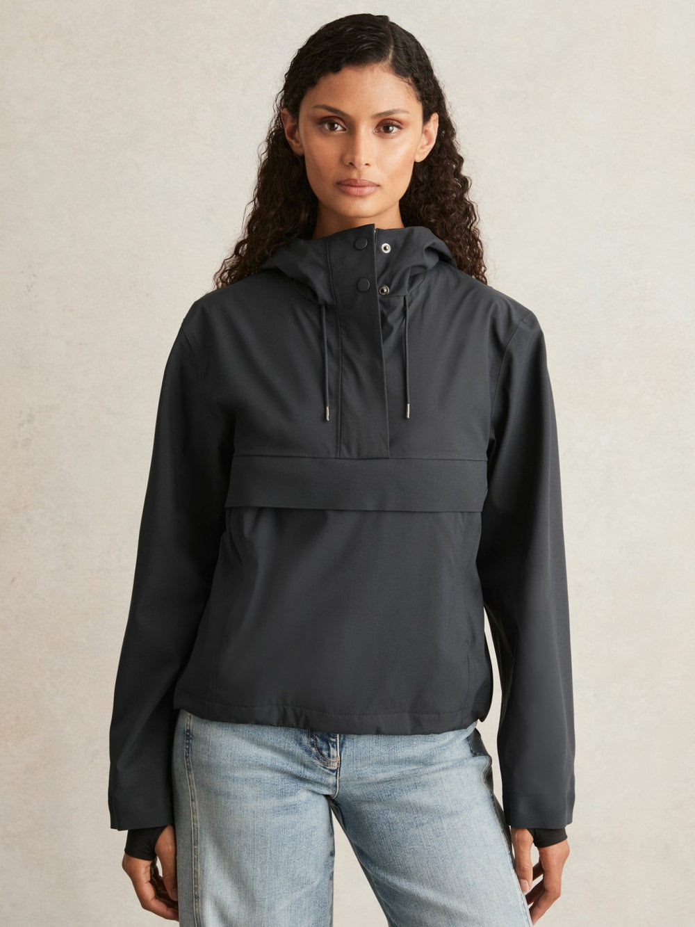 Women Rains Hardshell Short Jacket in Navy