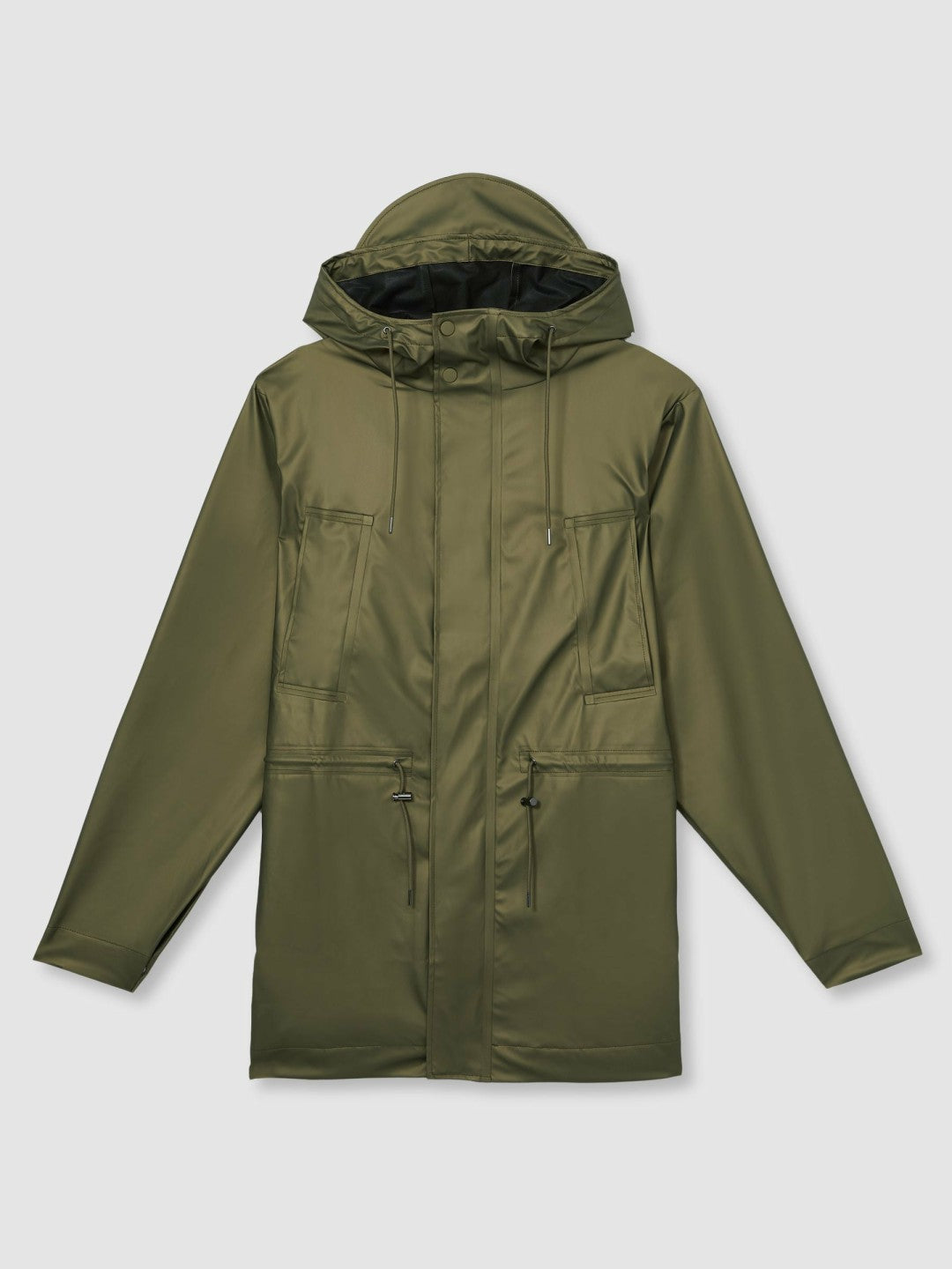 Women Rains Long Hooded Jacket in Revel Brass Green