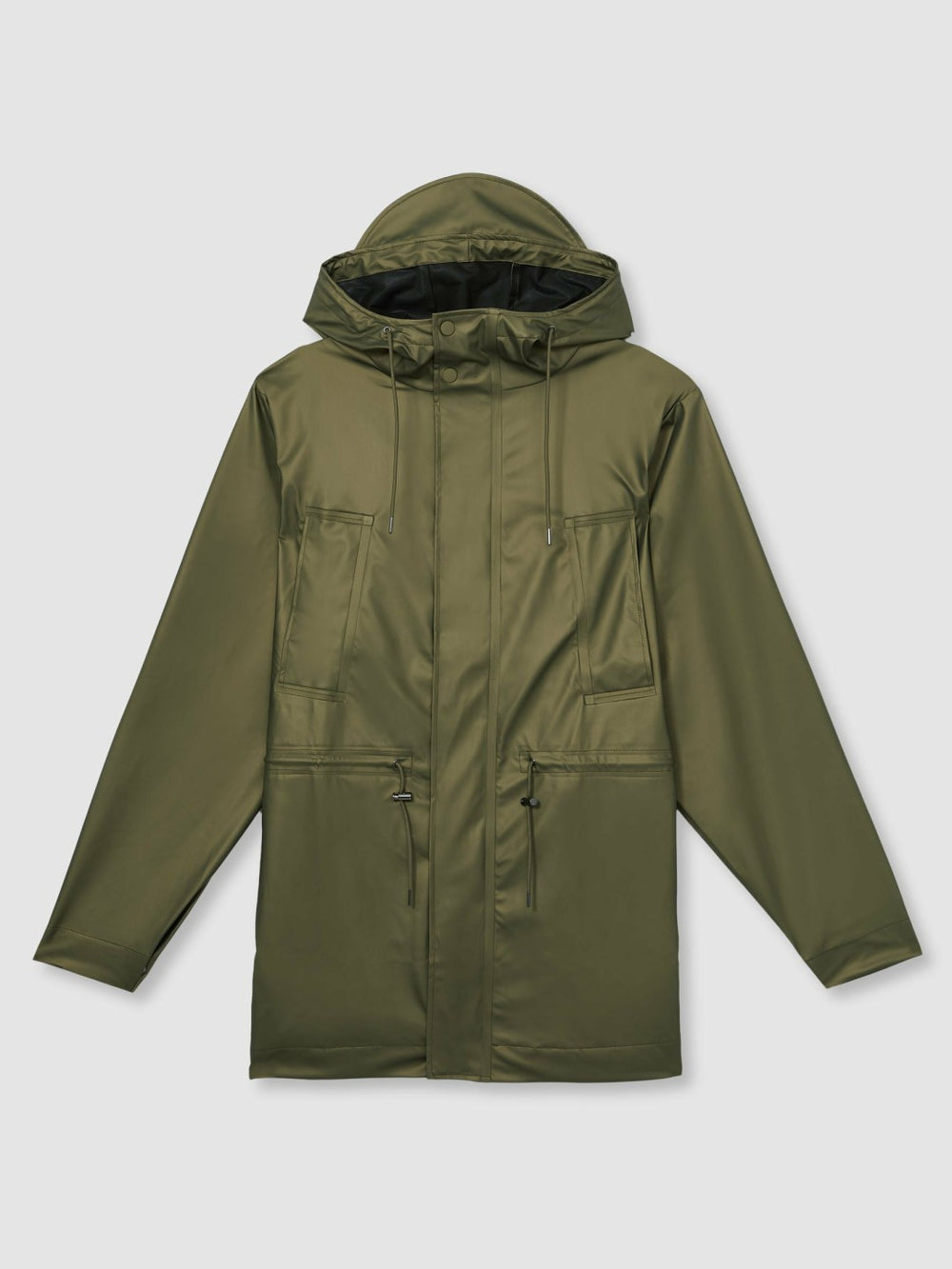 Women Rains Long Hooded Jacket in Revel Brass Green