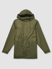 Women Rains Long Hooded Jacket in Revel Brass Green