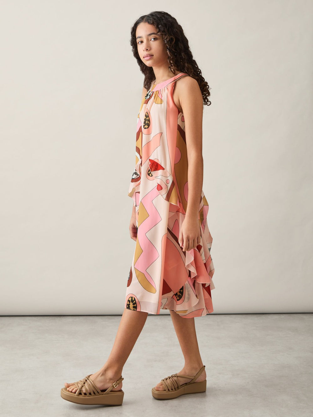 Children & Baby 9-13 yrs Printed Ruffle-Trim Dress in Pink