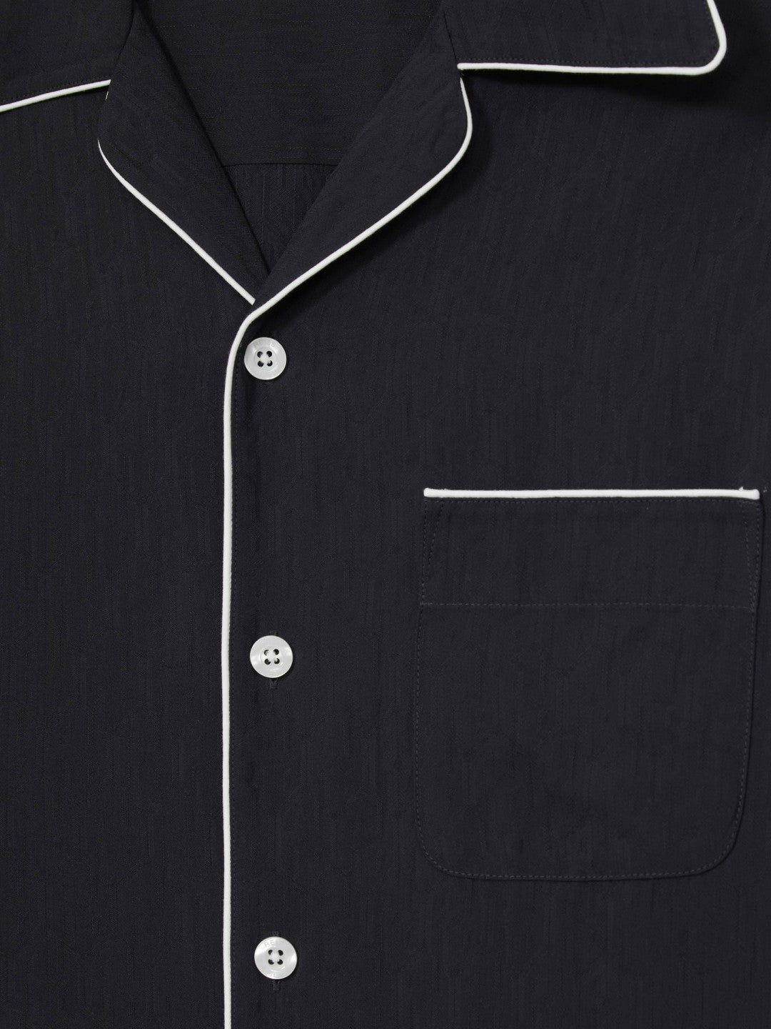 Men Cuban Collar Shirt with Piping Detail Shirt in Navy