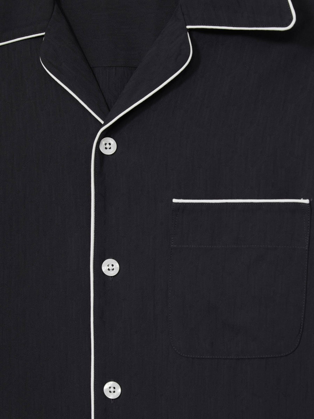 Men Cuban Collar Shirt with Piping Detail Shirt in Navy
