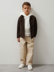Children & Baby 9-13 yrs Unisex Fit McLaren F1 Team Suede Bomber Jacket in Distressed Brown