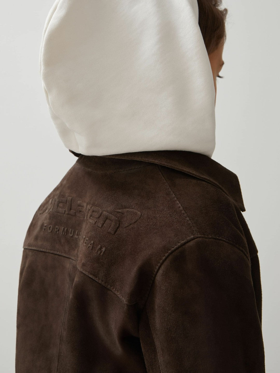 Children & Baby 9-13 yrs Unisex Fit McLaren F1 Team Suede Bomber Jacket in Distressed Brown