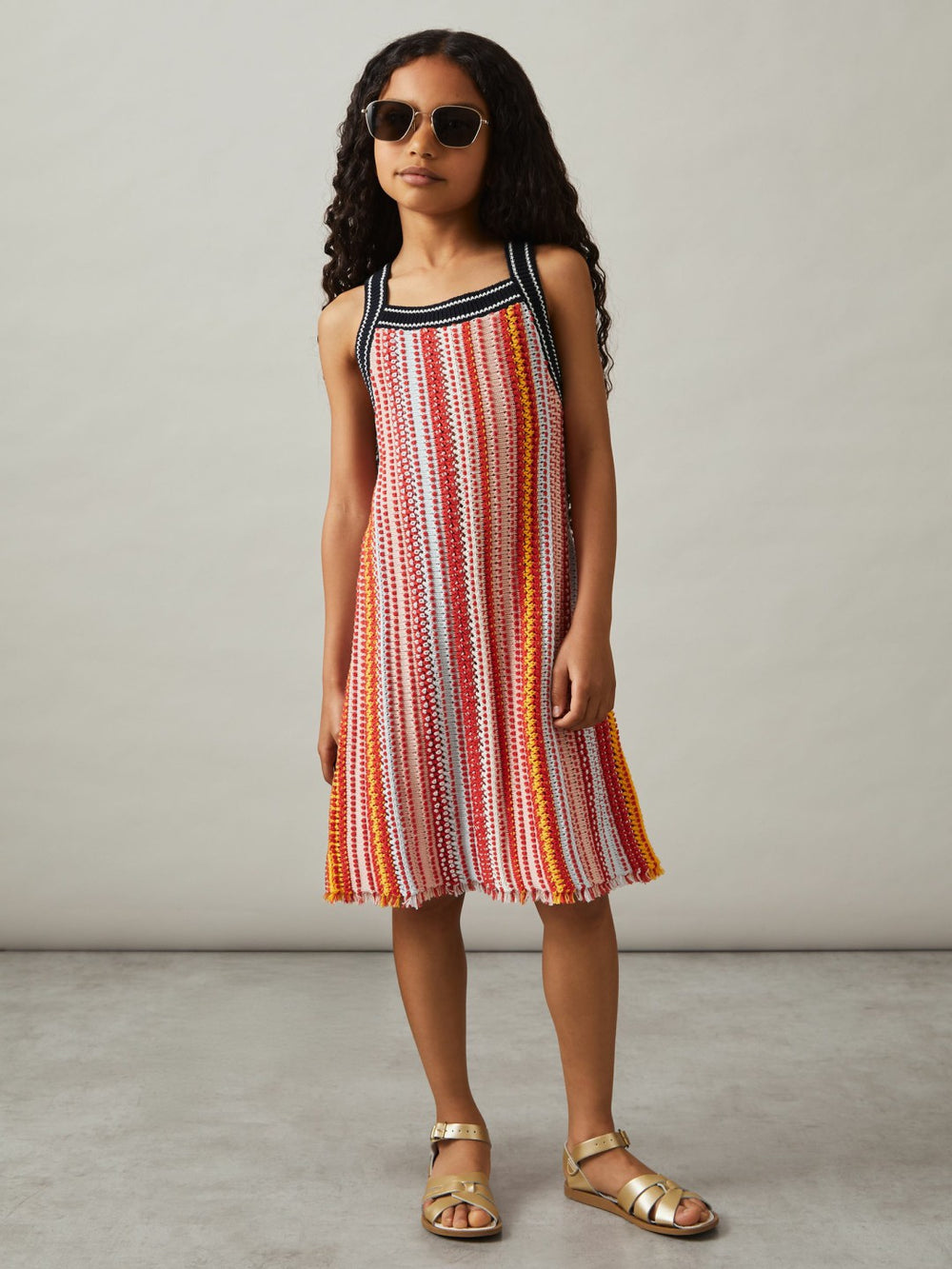 Children & Baby 9-13 yrs Cotton Striped Knit Dress in Multi