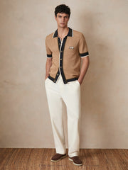 Men | Ché Crochet Tipped Shirt in Camel