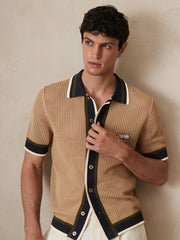 Men | Ché Crochet Tipped Shirt in Camel