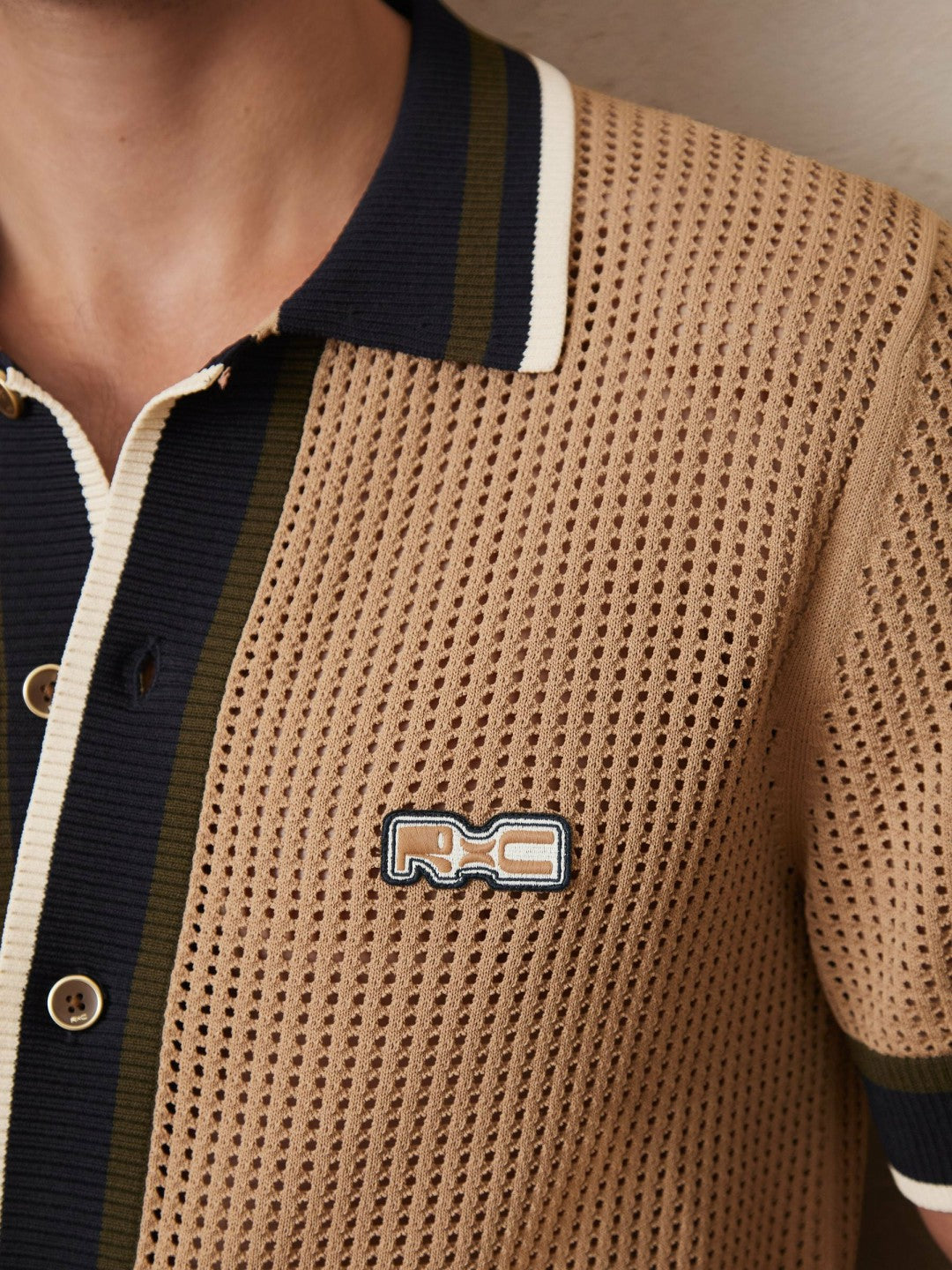 Men | Ché Crochet Tipped Shirt in Camel