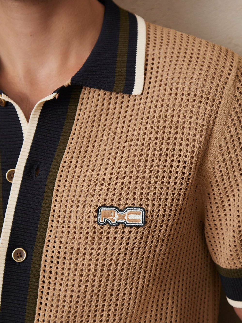 Men | Ché Crochet Tipped Shirt in Camel
