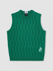Men Ché Pointelle Crew-Neck Vest in Bright Green