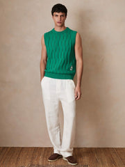 Men Ché Pointelle Crew-Neck Vest in Bright Green