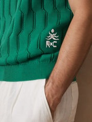 Men Ché Pointelle Crew-Neck Vest in Bright Green