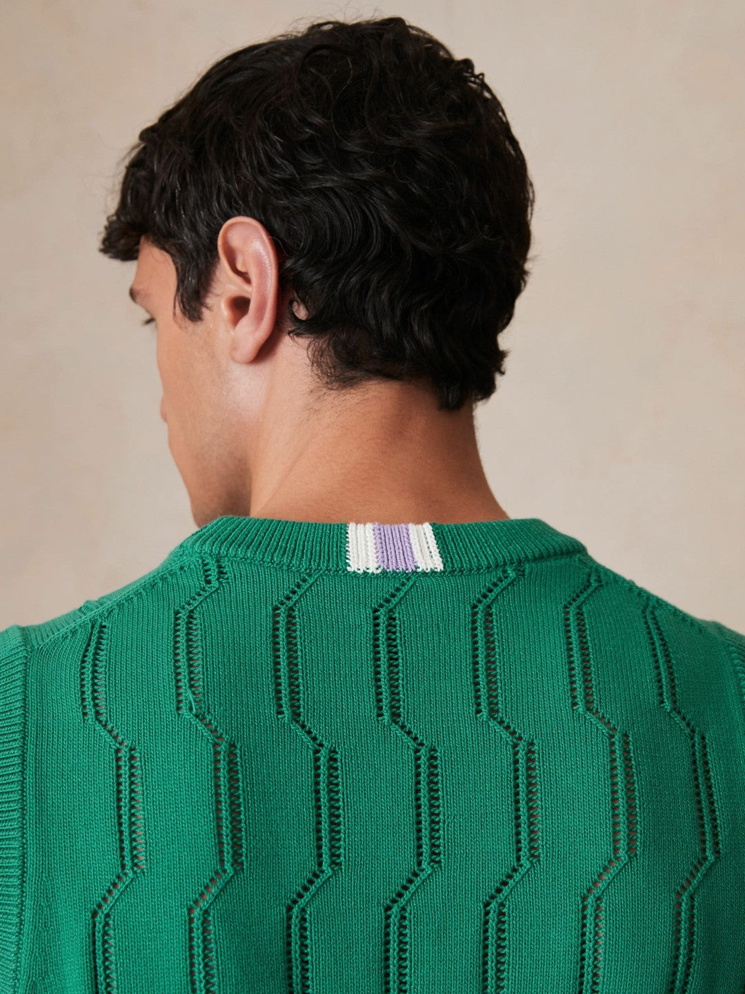 Men Ché Pointelle Crew-Neck Vest in Bright Green