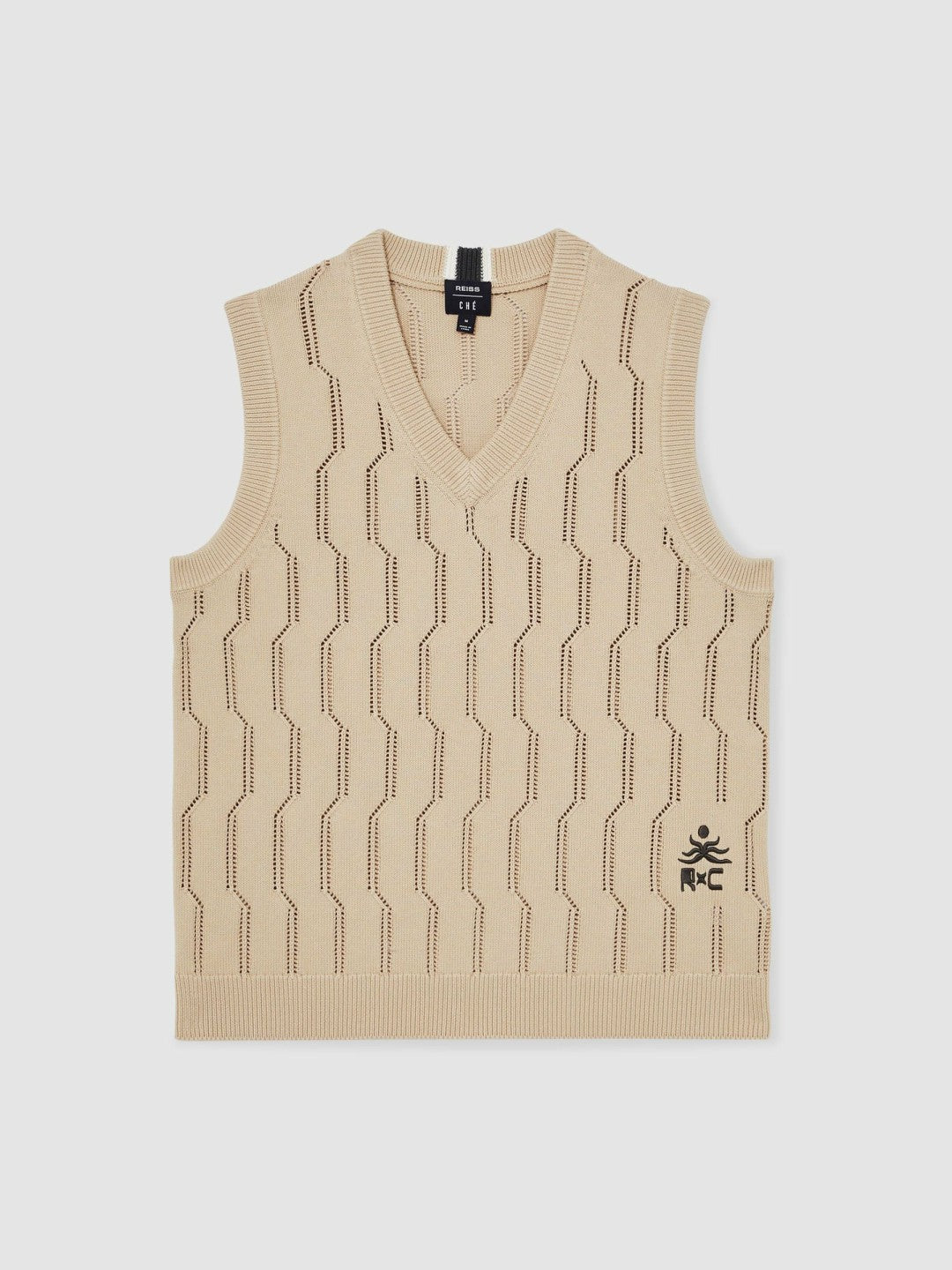 Men | Ché Pointelle V-Neck Vest in Stone