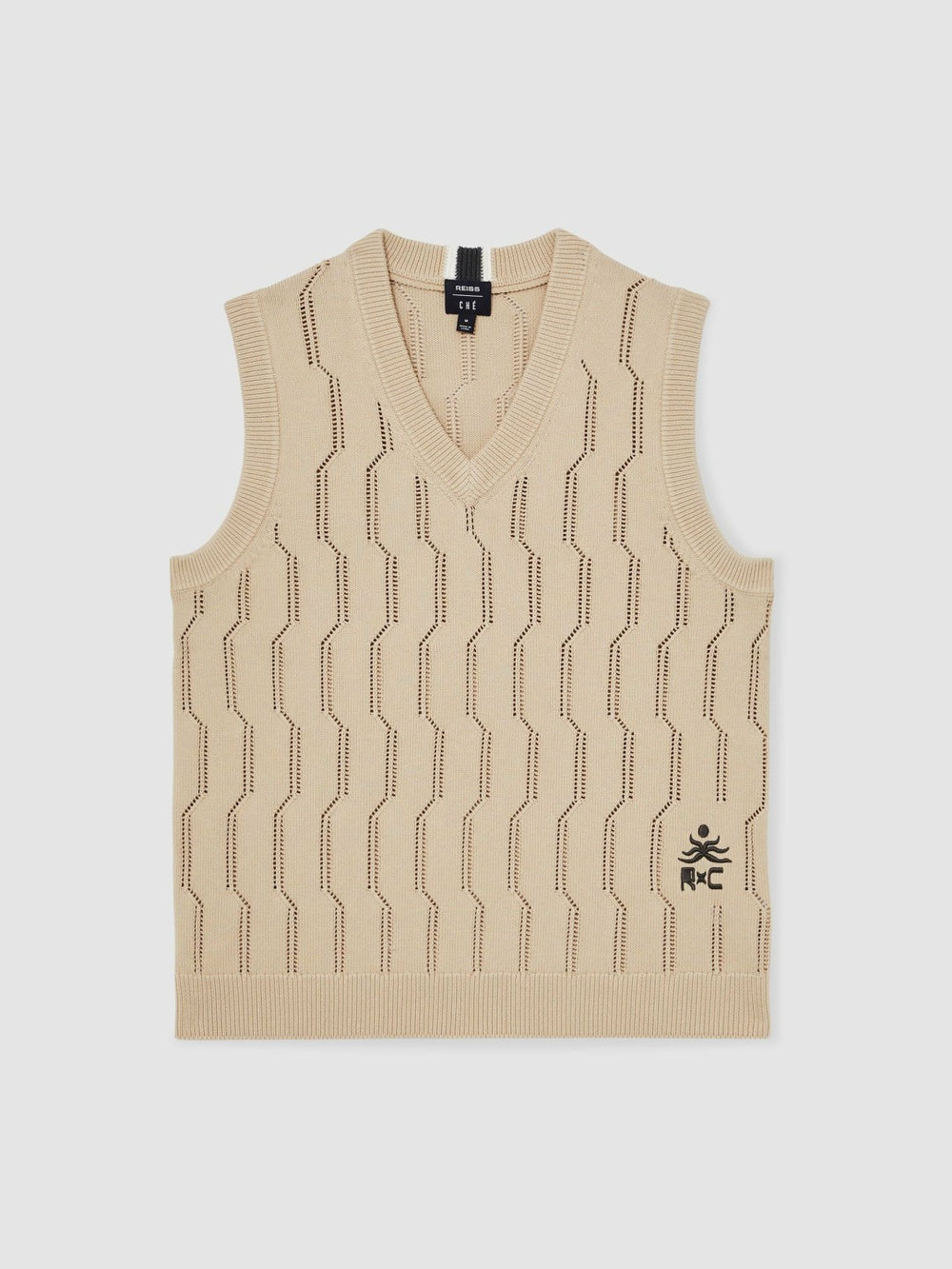 Men | Ché Pointelle V-Neck Vest in Stone
