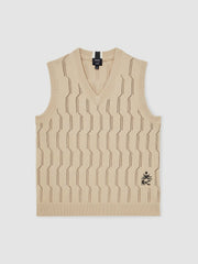 Men | Ché Pointelle V-Neck Vest in Stone