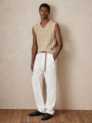 Men | Ché Pointelle V-Neck Vest in Stone