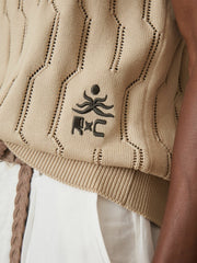 Men | Ché Pointelle V-Neck Vest in Stone