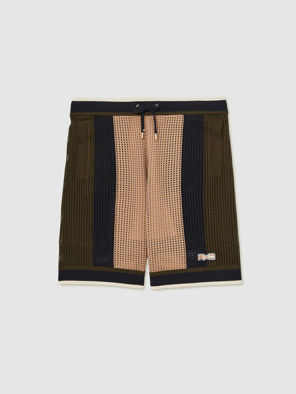 Men | Ché Crochet Colour-Block Shorts in Camel/Green
