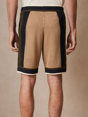 Men | Ché Crochet Colour-Block Shorts in Camel/Green